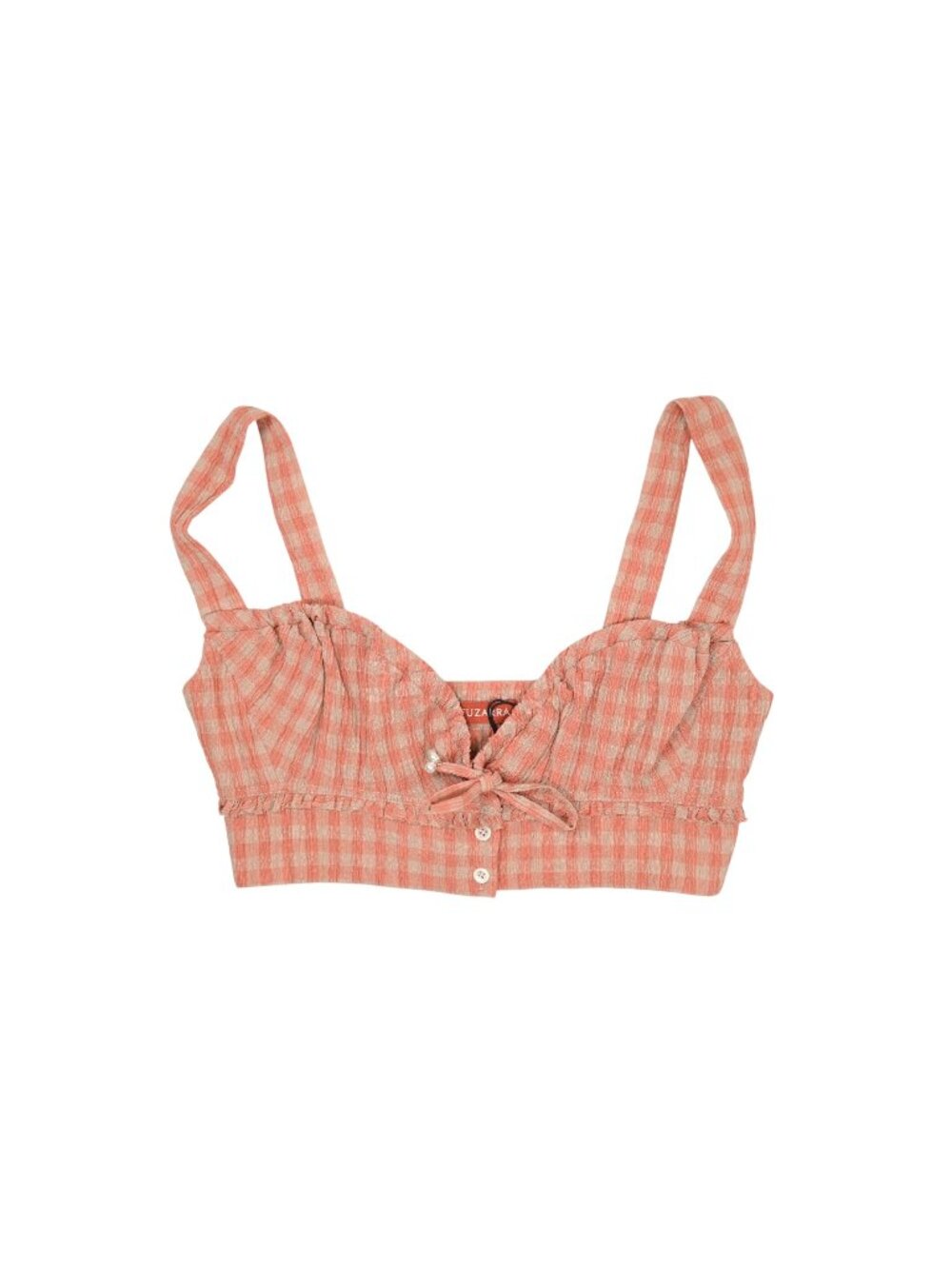 Altuzarra Bijou Gingham Crop Top in Sunset Orange Shoreline